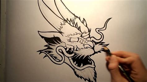 How To Draw A Chinese Dragon Head - YouTube