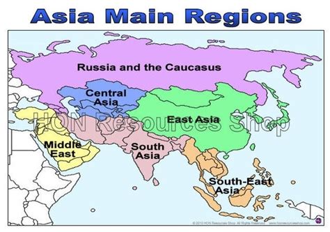 Regions Of Asia Map