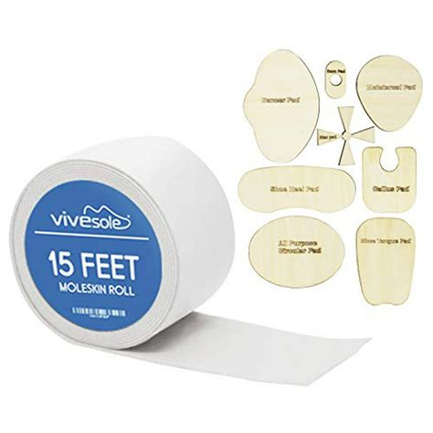 Vivesole Moleskin for Feet (15 Foot Roll) - Blister Prevention Mole Skin Bandage w/Templates ...