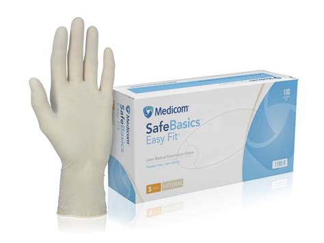 SafeBasics Easy Fit Latex Medical Examination Gloves - Powder Free ...