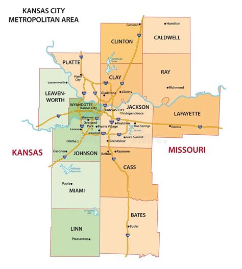 Carte De La Région Métropolitaine De Kansas City Au Kansas Et Au ...