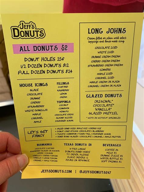 Menu at Jeff’s Donuts (St. Matthews), Louisville