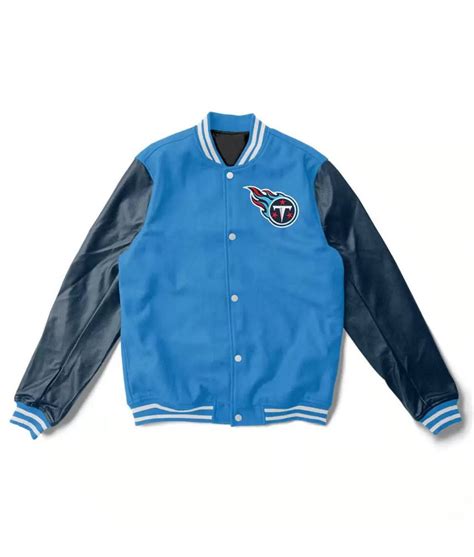 Leather/Wool Tennessee Titans Light Blue and Navy Varsity Jacket ...