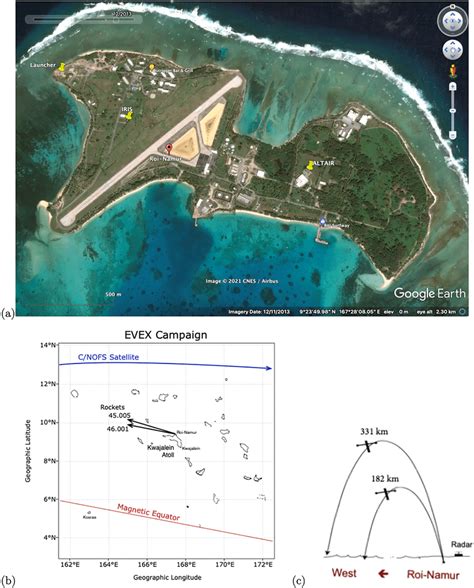 Google Earth image (a) of Roi‐Namur island at the northern tip of... | Download Scientific Diagram