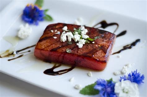 Watermelon Steak: pan-seared with feta cheese and balsamic