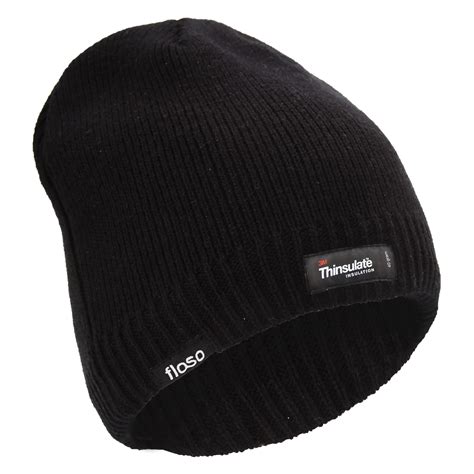 FLOSO Mens Plain Thinsulate Thermal Knitted Waterproof Winter Hat | eBay