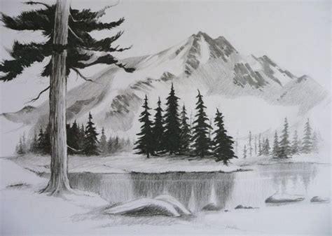 Best Free Landscape Pencil Sketch Drawing Free For Download - Sketch Drawing Art