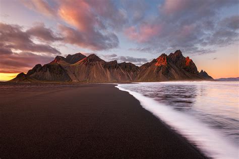 Sunset at Vestrahorn Mountain and Stokksnes Beach in Iceland - Alexios ...