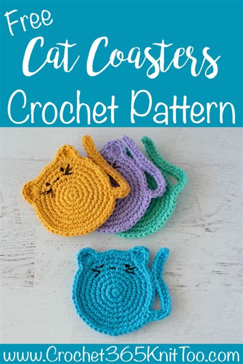 Cute Crochet Cat Coasters - Crochet 365 Knit Too