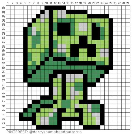 Minecraft Creeper Pattern #29x29 | Arte de píxeles fácil, Pixel art ...