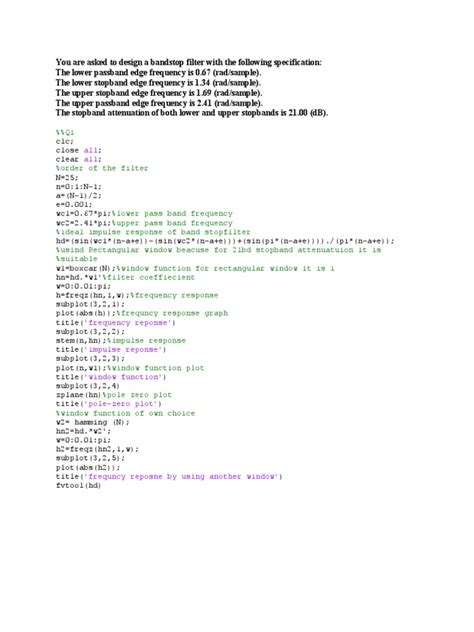 Filter Design | PDF | Electronics | Telecommunications