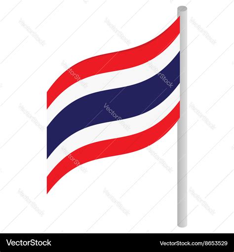 Thailand flag icon isometric 3d style Royalty Free Vector