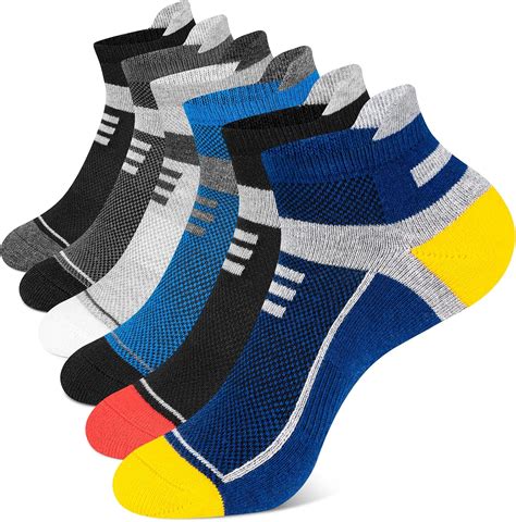 Onmaita Running Socks for Men Women, 6 Pairs Cushioned Trainer Socks Athletic Ankle Socks, Low ...