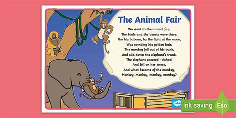 The Animal Fair Nursery Rhyme Poster | EYLF | Twinkl