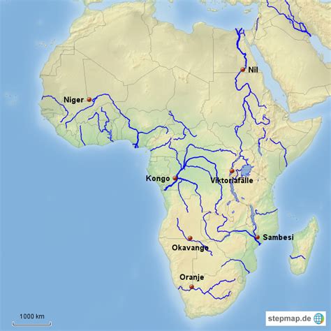 Afrika Flüsse Karte | goudenelftal