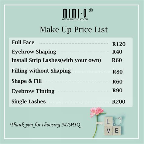 MIMI Q - MIMIQ Makeup Price List. The following branches...