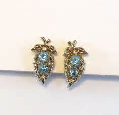 Vintage Blue Coro Earrings Rhinestone Earrings, Crystal Jewelry