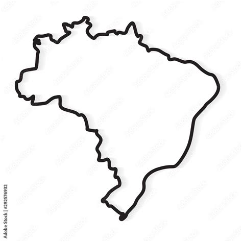 black outline of Brazil map- vector illustration Stock Vector | Adobe Stock