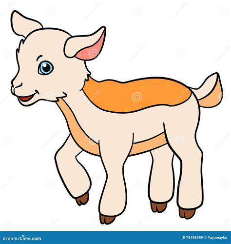 Cartoon Farm Animals for Kids. Little Cute Baby Goat. Stock Vector ...