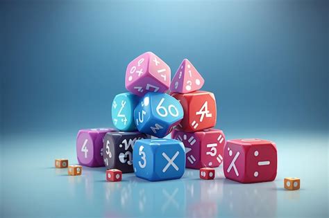Premium AI Image | 3d rendering of dice with math symbol on background 3d render illustration ...