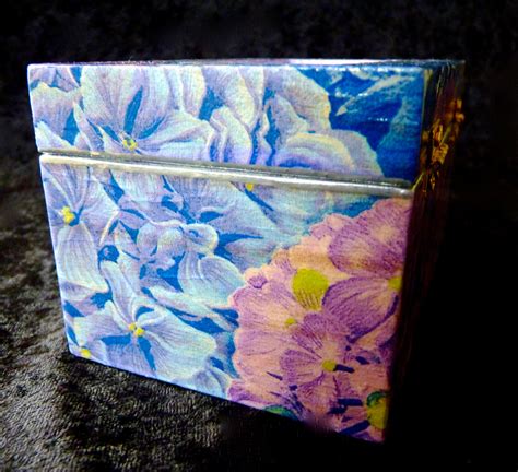 Flowers in bloom small decoupage wooden box