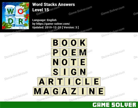 Word Stacks Level 15 Answers - Game Solver