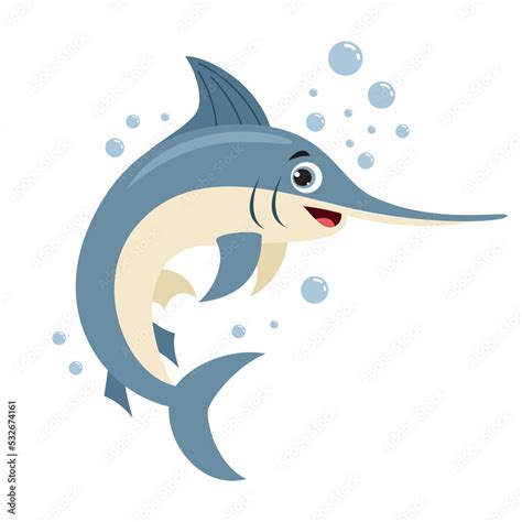 Cartoon Drawing Of A Swordfish Stock Vector | Adobe Stock