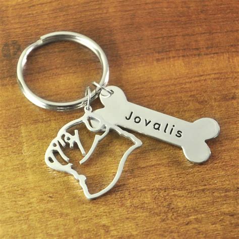 Pug Keychain Custom Dog Lover Keychain Personalized Pug Keyring Custom ...