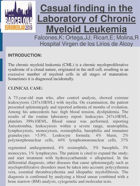 Casual finding in the Laboratory of Chronic Myeloid Leukemia Falcones,K; Ortega,JJ; Ricart,E ...