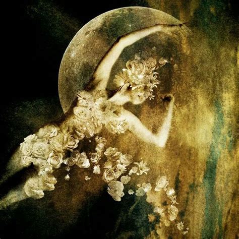 I love this painting. Dont know why. Woman roses and the moon great ...