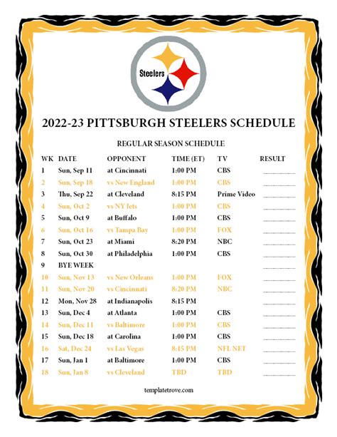 2024 Pittsburgh Steelers Football Schedule - Brewers Schedule 2024