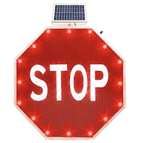 36" Solar Powered Flashing LED Octagon Stop Sign: ledlighting-solutions.com