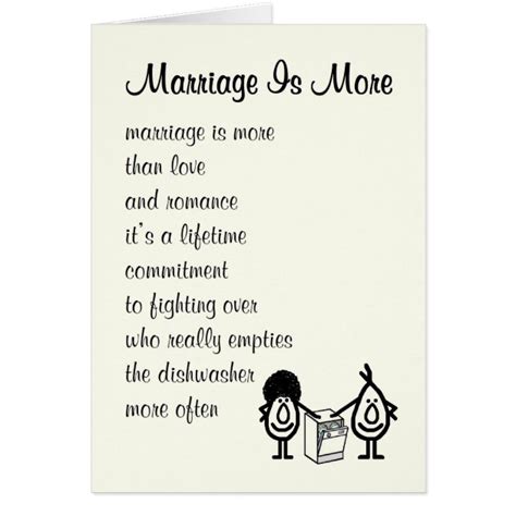 Marriage Is More - funny wedding anniversary poem Card | Zazzle.com