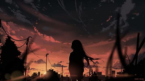 1080P free download | Anime, Girl, Sunset, HD wallpaper | Peakpx