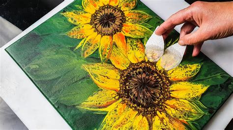 SUPER EASY Sunflower Painting! Awesome Acrylic Pouring Techniques | AB Creative Tutorial - YouTube