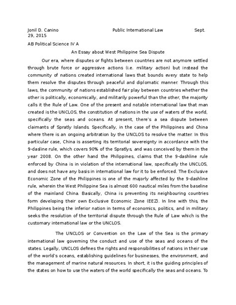 (DOC) West Philippine Sea Dispute: An Essay