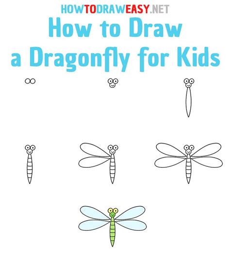 How to Draw a Dragonfly Step by Step | Easy drawings for kids, Cute ...