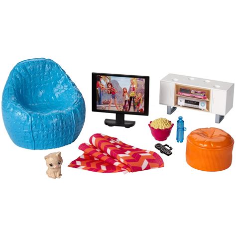 Barbie Furniture Set Movie Night Theme with Kitten & Accessories - Walmart.com - Walmart.com