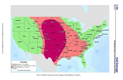 15 Year Mean Recurrence Interval Hail Zone Map via FM Global's updated ...