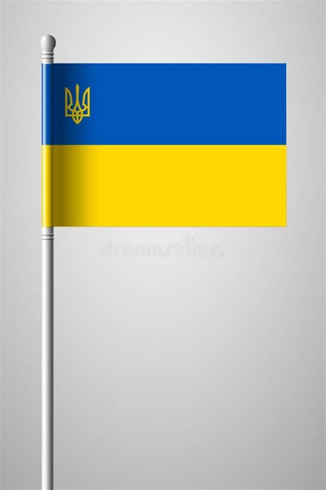 Flag of Ukraine with Trident. National Flag on Flagpole Stock Vector ...