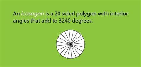 Math Facts- An icosagon is a 20 sided polygon with interior angles that ...