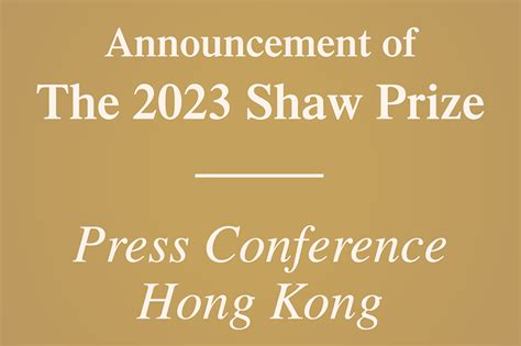 Announcement Press Conference 2023 Press Invitation - The Shaw Prize