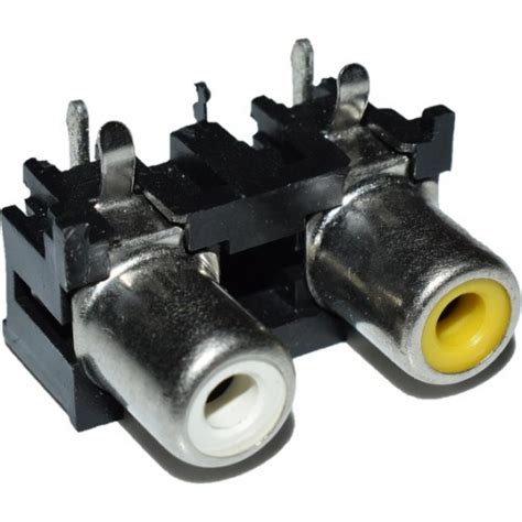 Dual Channel RCA Jack Connector Right Angle PCB Mount - Stereo RCA Jack ...