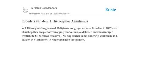 Broeders van den H. Hiëronymus Aemilianus - de betekenis volgens ...