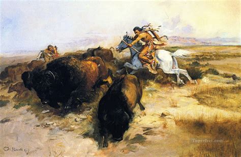 buffalo hunt 1897 Charles Marion Russell American Indians Painting in ...