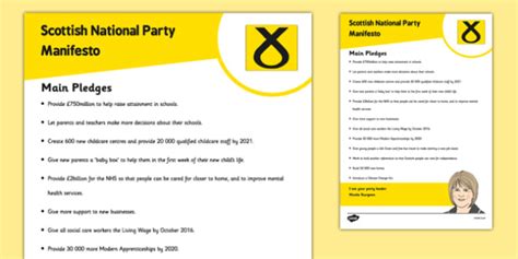 Scottish Elections 2016 Scottish National Party Manifesto Child Friendly