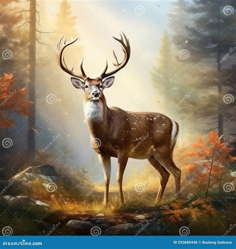 Six Point White-tailed Deer Stock Illustration - Illustration of fast, antlers: 293680446