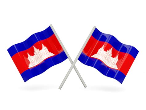 Two wavy flags. Illustration of flag of Cambodia