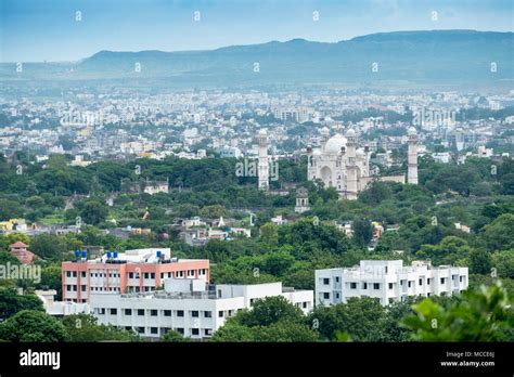 View of the skyline of Aurangabad city in Maharashtra showing the Bibi ...