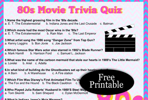 Printable 80S Trivia Questions And Answers